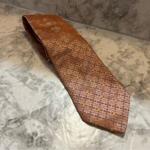 S.T. DuPont Paris 100% silk Orange Gray Geometric Floral Neck Tie 60”